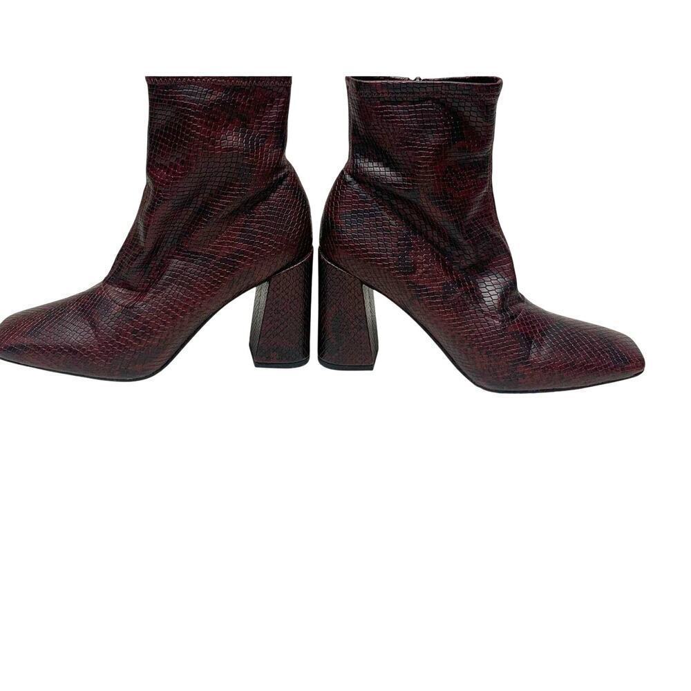 Vintage 1990s Burgundy Hand-Finished Snakeprint Boots 8.5 - Picture 6 of 7
